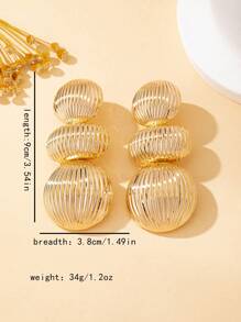 One Pair Of Fation Stud Earrings Clear Surface Chunky Jewelry