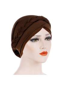 1 件波西米亚风编织简约头巾帽优雅纯色弹性头巾轻质预绑头巾无檐便帽女士化疗帽 - 多色 - 查看 26