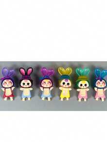 1/12 piezas Figuras de conejitos de macaron, accesorios decorativos para teléfono móvil y coche, juguetes coleccionables de estilo aleatorio - Multicolor - Ver 6