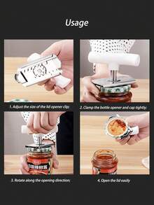 Stainless Steel Twist Cap Can Opener, Multi-Function Rotary Adjustable Opening Bottle, Jar & Can Lid Remover, Suitable For Weak Hands & Elderly With Arthritis - Easy To Use As Bottle Opener, Can Opener And Jar Lid Opener - Multicolor - View 7
