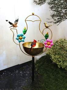 1pc Metal Bird Bath Rack And Feeder With Stakes, Used For Outdoor Garden, Yard, And Lawn Decoration, With Five Sturdy Grip Diameters Inserted Into The Ground - Outdoor Garden Water Features Outdoor Decor Garden Decor Home Decor