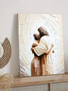 1pc Jesus Christ Christian Canvas Wall Art, Poster Of Jesus Embracing A Woman, High Definition Printing, Wall Decor For Living Room, Framed Option Available - Multicolor - View 3