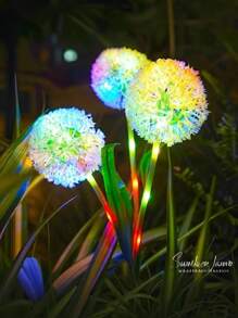 1 pièce / 2 pièces Lumières de jardin solaires LED en forme de pissenlits - Éclairage extérieur paysager à boules multicolores avec design de piquet résistant aux intempéries pour parcs, jardins et décorations de fête, mise en valeur du paysage | Lumières décoratives pour pelouse | Lumières solaires de jardin