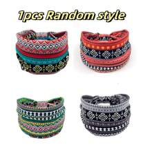 4 piezas Diademas deportivas antideslizantes con estampado de moda, pañuelos anchos estampados con estilo, bandas para el cabello tipo boho sueltas y suaves - Diademas elásticas de yoga que no se caen para correr, hacer deporte, uso diario. Adecuado como regalo para vacaciones, San Valentín o cumpleaños.