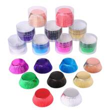 JiaWang 100/200pcs Multicolor Foil Cupcake Liners Muffin Wrappers, & Grease-Proof Paper Baking Cups Standard Size Decoration Cups For Weddings Birthdays Party(2 X 1.25 Inch) - Multicolor - View 4