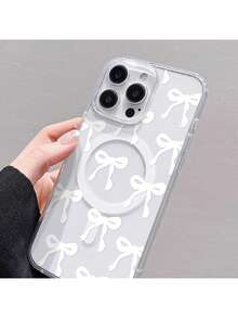 蝴蝶结亲肤磁吸手机壳，兼容 17 Pro Max/16/15/14/13/12/11、S25U、S24U、S23U、A16、A15、A35、A36，保护套 - 白色 - 查看 5