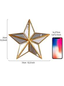 1pc Creative Resin Made Gold & Silver Tone 5-Pointed Star Home Decor Crafts, Wall Hanging With Mirrored Star Surface