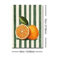 1 Peça Impressão em Tela de Arte de Frutas Vintage Listrada Laranja com Moldura/Sem Moldura, Decoração Minimalista Botânica de Fazenda, Arte de Parede Rústica para Sala de Estar, Sala de Jantar, Apartamento, Decoração Doméstica Moderna