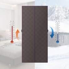 YUNRUX Cortina de puerta con aislamiento térmico, cortina protectora aislante, cortina de puerta térmica magnética insonorizante para puertas de entrada, puertas traseras, salas de estar y dormitorios color café