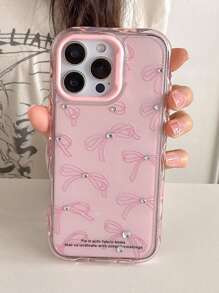 Carcasă de telefon drăguță cu pandantiv din dantelă cu flori de cireș roșu, ondulată, compatibilă cu 16, 15, 14, 13 Pro Max, cu pandantiv din dantelă cu cireș, moale și frumoasă, pentru fete