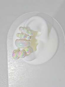 Bộ 4 khuyên tai kẹp hình chữ C ngọt ngào cá nhân hóa bằng Acrylic Dopamine độc đáo, kẹp tai hình trăng lưỡi liềm hình trái tim hình ngôi sao đính hạt nhiều màu sắc không xỏ khuyên, quà tặng cho phụ nữ - phong cách1 - Xem 7