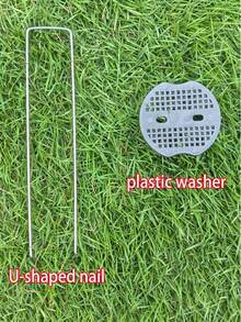 Clavos en forma de U de 7.87 pulgadas de largo, clavos para césped, clavos para exteriores, clavos para tela de jardín, clavos de acero galvanizado, clavos protectores para el suelo para fijar telas, barreras, carpas de jardín, etc.
