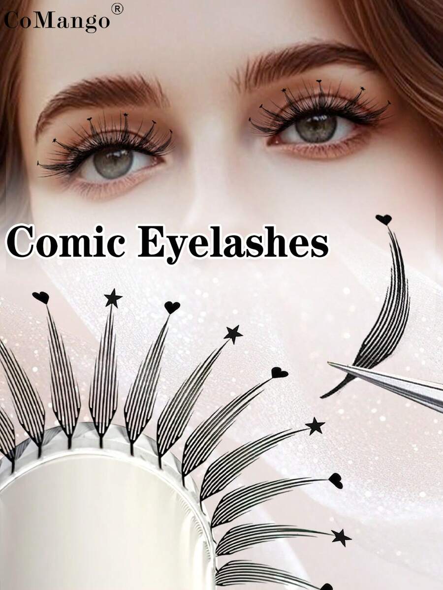 CoMango 240Fans C/D 卷曲新款心形星形漫画尖顶睫毛漫画睫毛延长 0.07 毫米 8-15 毫米动漫睫毛自动开花预制扇形优质水貂睫毛延长睫毛簇、睫毛簇、单根睫毛、睫毛、假睫毛