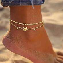 Tobillleras de oro para mujer, tobilleras de oro de 14k enchapado para mujer a prueba de agua, conjunto de tobillera satélite dorado, tobilleras con cuentas delicadas de oro para mujer, tobillera dorada de playa linda para mujer, joyería de de verano dorada para mujer
