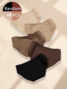 4 Peças Calcinhas de Algodão Femininas, Calcinha Respirável sem Costura Macia, Cores Variadas, Calcinhas Básicas para Plus Size