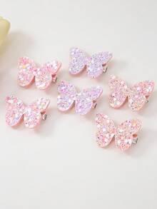 10 Stücke Set funkelnde Pailetten Schmetterling Haarclips für Baby Mädchen, süße Prinzessinnen Pony Haarclips, Alltagszubehör - Verschiedenfarbig - Übersicht 4