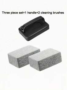 3pcs Heavy Duty BBQ Grill Cleaning Brush Set, Grill Cleaning Brick With Handle, Grill Cleaning Tools, Kitchen Cleaning Brush, Pumice Stone Grill Cleaner For Grill, Swimming Pool, Bathroom Sink, Kitchen Sink