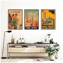 1 buc cadru opțional panza pictură vintage perete imagini decorare casă cadou călătorie în Italia Milano Veneția - Multicolor - Vizualizare 5
