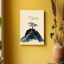 1 Pc, Framed Canvas Wall Art. Solitary Mountain Top, Group Of Warriors, Minimalist Ink Wash Style, Art Print Canvas Poster. Ideal Gift For Bedroom, Living Room, Hallway, Kitchen, Bathroom, Cafe, Office, Bar Dormitory Wall Decoration. - Multicolor - View 5