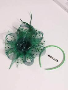 1pc Women's Garden Party Fascinator Hat, Kentucky Derby Wedding Cocktail Net Feather, Vintage Costume Headband For Party/Event,Hairband,Hair Hoop,Hair Accessories Headbands - Multicolor - View 11