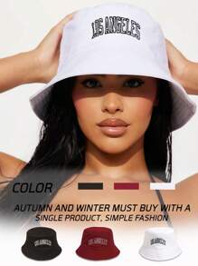 1pc Unisex Embroidered Letter Bucket Hat, Adjustable Outdoor Leisure Hat, Suitable For Spring And Autumn Travel Beach Vacation, Men's Sun Hat In Y2K Style