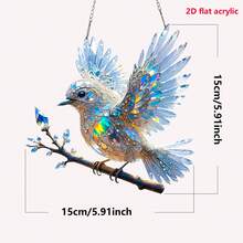 1pc-2D Flat Bird Catcher - Luxury Model, 5.9-Inch X 5.9-Inch Colored Acrylic Glass, Four-Season Decorative Door Hanger, Unique Home Garden Gift, Ideal Choice For Festival Decoration, Perfect Choice For Bird Lovers