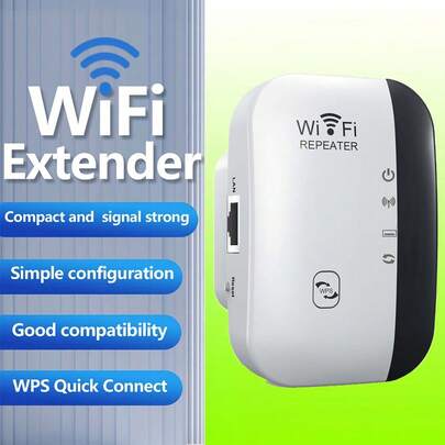WiFi Range Extender - Boosts Wireless Network Coverage Up To 300Mbps, Long Range Repeater Access Point For Home And Office Use, US Plug