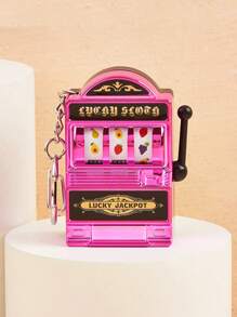 1 pièce Mini machine à sous drôle et mignonne porte-clés pendentif machine à sous avec rouleau tournant et porte-clés pour cadeaux de vacances, décorations de gâteau d'anniversaire, fournitures de fête, porte-clés de sac, pendentif de perle, petit cadeau, accessoires de voiture, breloques de sac à dos pour l'école