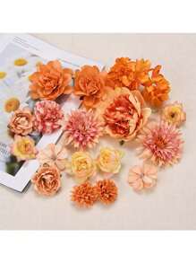 80 PIÈCES Combinaison de têtes de fleurs artificielles, mélange de roses en soie et de chrysanthèmes. Utilisé pour la réalisation de bouquets de mariage, compositions florales pour bébé, décoration de table et d'intérieur, décoration d'automne