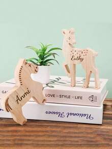 1pc Customized Wooden Craft Decor, Creative DIY Unpainted Movable Animal Wooden Figurine, Kids Bedroom Desk Decoration Back To School - Multicolor - View 1
