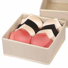 1/4 Packs Foldable Cloth Storage Box Closet Dresser Drawer Organizer Fabric Baskets Bins Containers Divider For Clothes Underwear Bras Socks Clothing - Khaki - View 5
