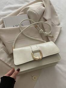 Bolso de hombro cuadrado de color sólido retro con solapa, bolso de axila simplista para mujeres, regalo ideal de Año Nuevo, bolso de negocios casual de moda para mujeres, perfecto para la oficina, los negocios y el trabajo