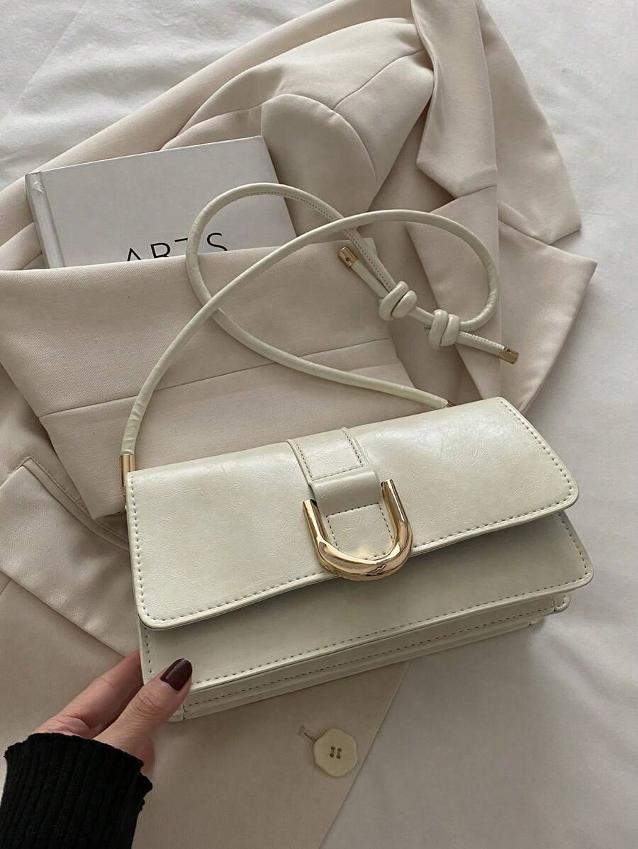 Bolso de hombro cuadrado de color sólido retro con solapa, bolso de axila simplista para mujeres, regalo ideal de Año Nuevo, bolso de negocios casual de moda para mujeres, perfecto para la oficina, los negocios y el trabajo