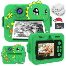 Fotocamera istantanea per bambini, fotocamera istantanea per bambini con 3 rotoli di carta per stampa e 5 penne colorate, regalo di Natale e compleanno, giocattolo fotografico ideale per la creatività e il divertimento, regalo per bambini e bambine 3-12 anni (rosa/verde/viola). Opzioni disponibili: singola macchina fotografica o set da 32GB con 5 rotoli di carta - Natale, compleanno, Capodanno, Ognissanti - ZSK-Multicolore - Visualizzare 2