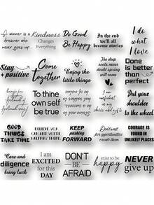 SCXXBSW 50pcs English Inspirational Short Sentences Cartoon Graffiti Double Transparent Stickers Decoration Hand Account Water Cup Notebook Luggage Waterproof Stickers - Multicolor - View 11
