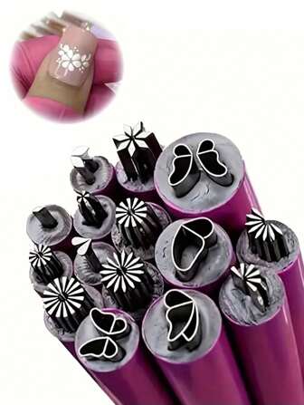 6支装美甲印花笔套装 - 简易DIY美甲设计套装，可用于点画和绘图，无香型印花工具，适合女性和女孩