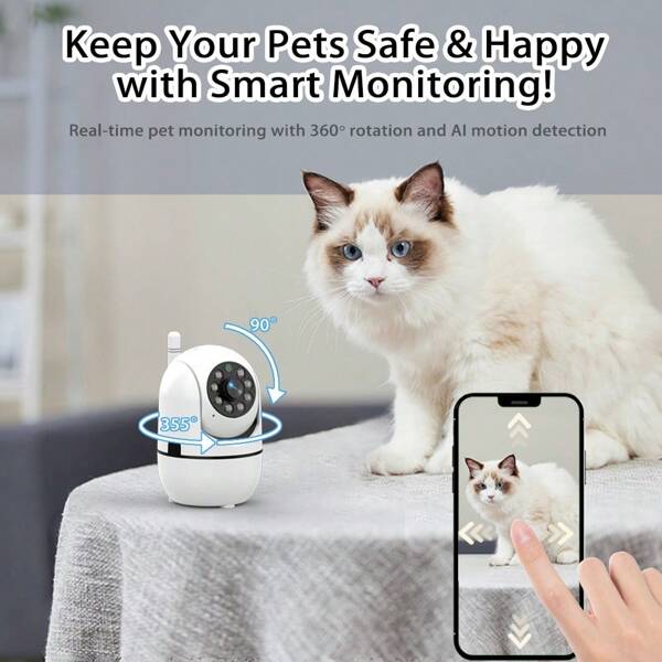 Cámara de interior, cámaras 2K para seguridad doméstica con visión nocturna a color y sirena, audio bidireccional para mascotas/perros/bebés/niñera, cámara wifi de 2.4 GHz, almacenamiento en nube y tarjeta SD, compatible con Alexa/Home