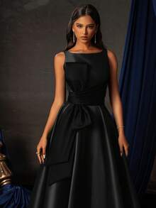 Đầm dạ hội dài cao cấp thanh lịch Smilprince, phù hợp cho dạ hội, tiệc tùng, váy dạ hội, tiệc tối, khách dự tiệc cưới - màu đen - Xem 7