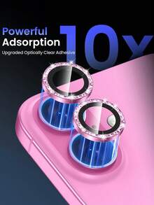 3片装相机镜头保护膜，9H钢化玻璃相机盖屏幕保护膜，高清透明 - 玫紅色 - 查看 6