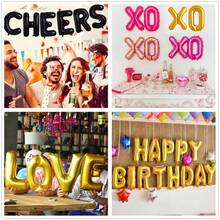 16 英寸字母铝箔气球 A-Z、银色、红色、蓝色、粉色、玫瑰金、年龄数字、姓名英文字母聚酯薄膜气球适用于成人、婚礼、生日派对、周年纪念、装饰、照片道具