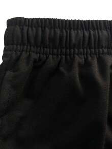 2 piezas Pantalones cortos casuales para hombres con bolsillos laterales, cintura elástica y cordón, diseño minimalista de unicolor, adecuados para actividades al aire libre, fitness, correr, artículo versátil de verano, gran regalo para el esposo o novio deportista - Negro - Ver 5