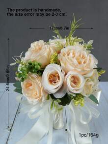 1 件多色新娘花束，人造仿真玫瑰，牡丹花束，适合新娘、伴娘、婚礼派对、教堂、家居装饰
