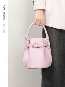 High-End Large Capacity Bucket Bag - SS Designer Leather, Versatile Crossbody/Shoulder - Beige - View 4