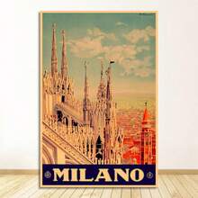 1 buc cadru opțional panza pictură vintage perete imagini decorare casă cadou călătorie în Italia Milano Veneția - Multicolor - Vizualizare 14