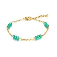1pc Fashion Minimalist Versatile Stainless Steel & Natural Stone Bracelet, Multi-Color Options Suitable For Women Daily Wear