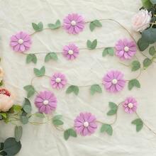 1 Peça Guirlanda de Flor de Feltro Boho Feita à Mão com Corda de Juta, Adequada para Decoração de Casa, Decoração de Festa, Decoração de Parede