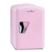 iceBlue 4L Deluxe Portable Mini Fridge - Skincare Fridge With Heating And Refrigeration Functions That Can Hold Up To Six 12-Ounce Cans, Available In Pink And White.