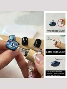 2件套猫眼磁铁套装，猫眼凝胶指甲油塑形工具，适合初学者，美甲DIY塑形工具，美甲用品，美甲工具，美甲配件，返校季，美甲，美甲工具（适用于贴片式指甲） - 灰色 - 查看 6