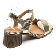 Square Heel Ankle Strap Sandals - Timeless Elegance - Gold - View 4