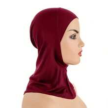 1/2 piezas Accesorios de Abaya de color liso de moda para mujer - Diadema elástica para barbilla, gorra y bufanda, diadema casual, gorro holgado suave, gorro para velo musulmán, gorro holgado suave para mujer con hiyab de muselina